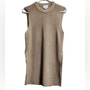 Aritzia wilfred soft knit split side sleeveless 100% wool vest color tan size S